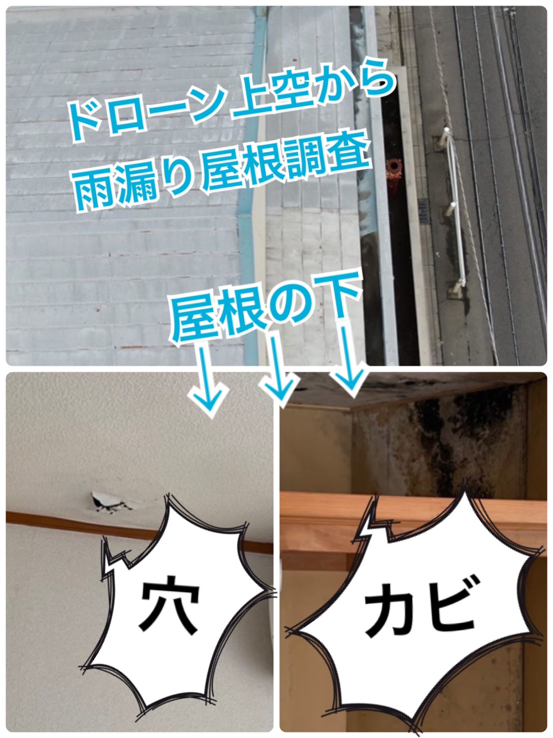 雨漏り屋根☔ドローン調査🔎